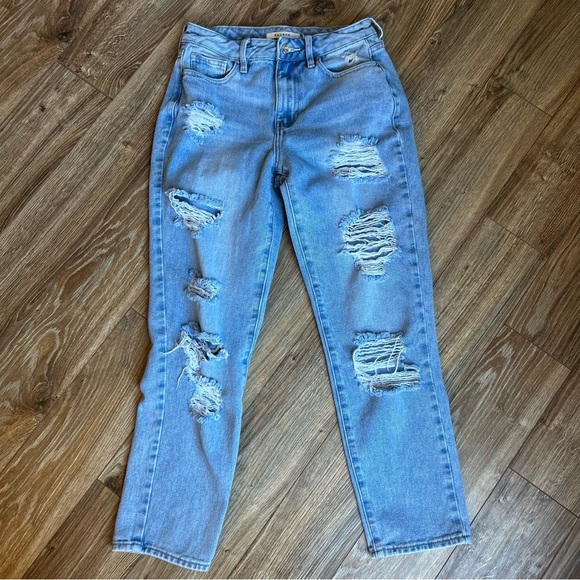 PacSun Light Blue Distressed Mom Jeans size 4 - Picture 1 of 6
